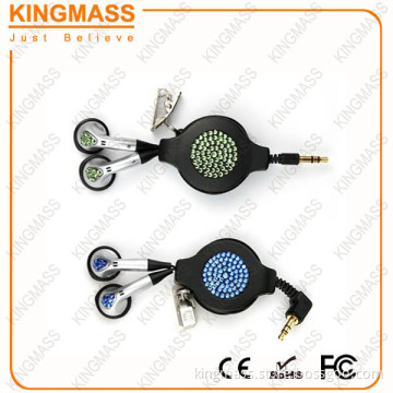 Top sale Mobile phone retractable earphone with Rhinestone 2016